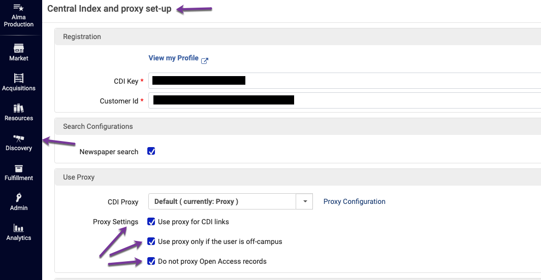 screenshot of CDI proxy settings