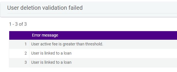 Failed purge error messages